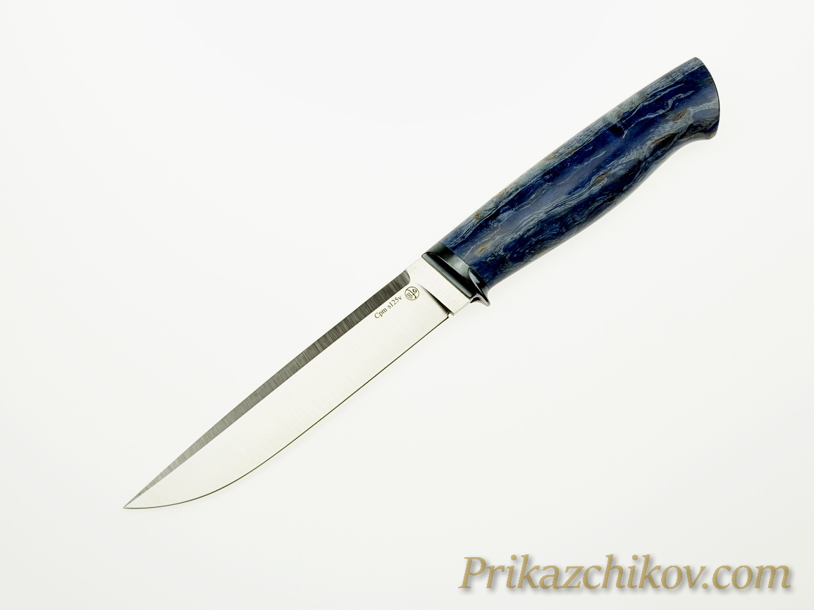 Нож  из порошковой стали Crucible Industries CPM S125V N13 (рукоять стабилизированная береза,литье мельхиор)