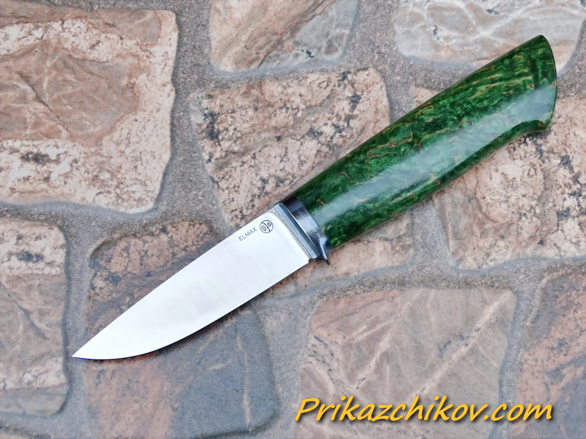 Нож из порошковой стали Elmax (рукоять из стабилизированной карельской березы) N65