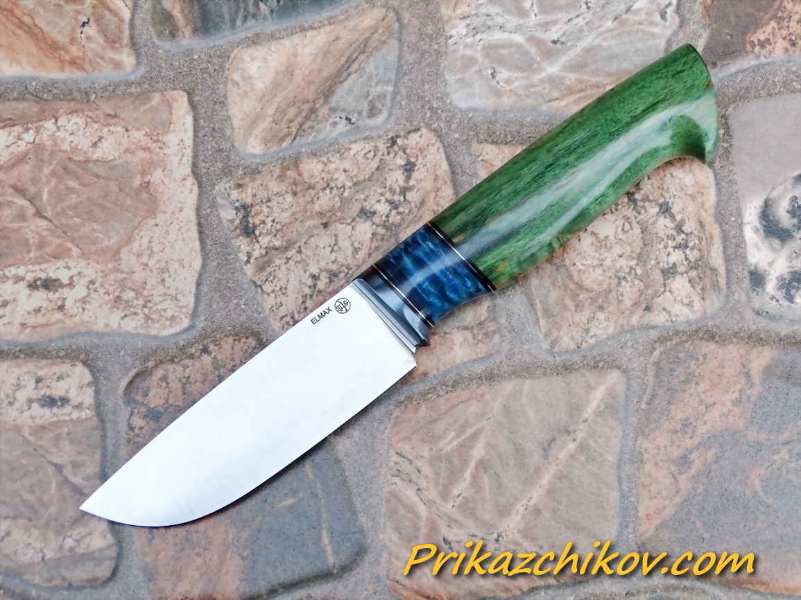 Нож из порошковой стали Elmax (рукоять из стабилизированной карельской березы) N74