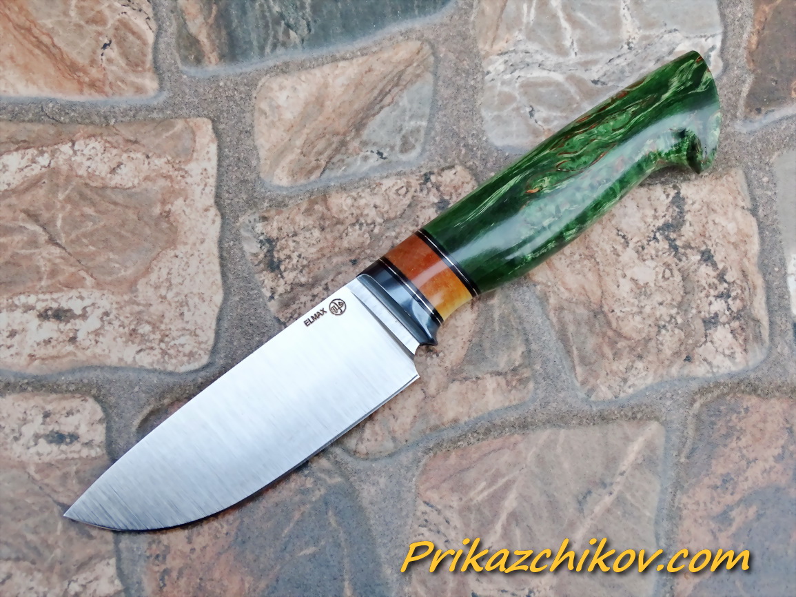 Нож из порошковой стали Elmax (рукоять из стабилизированной карельской березы) N82