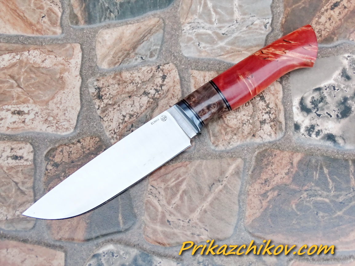 Нож из порошковой стали Elmax (рукоять из стабилизированной карельской березы) N84