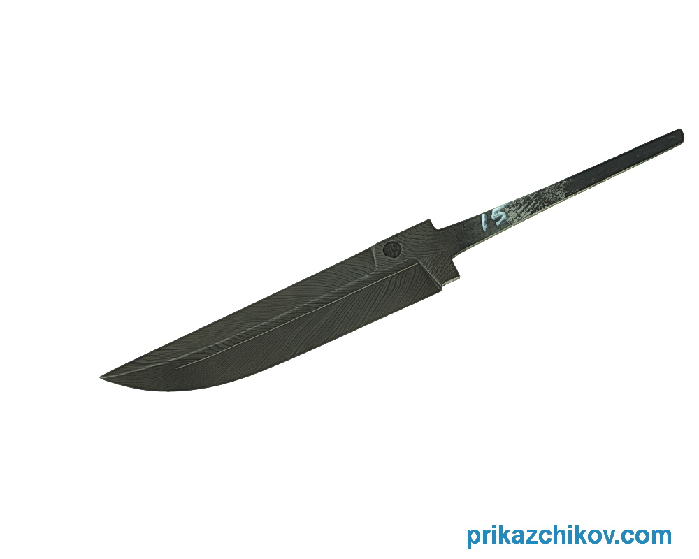 Клинок для ножа из мозаичного дамаска Перо N15