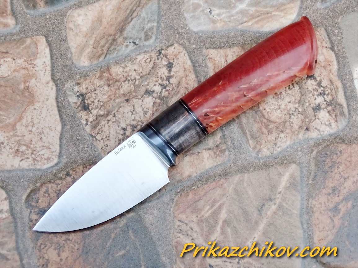 Нож из порошковой стали Elmax (рукоять из стабилизированной карельской березы) N88