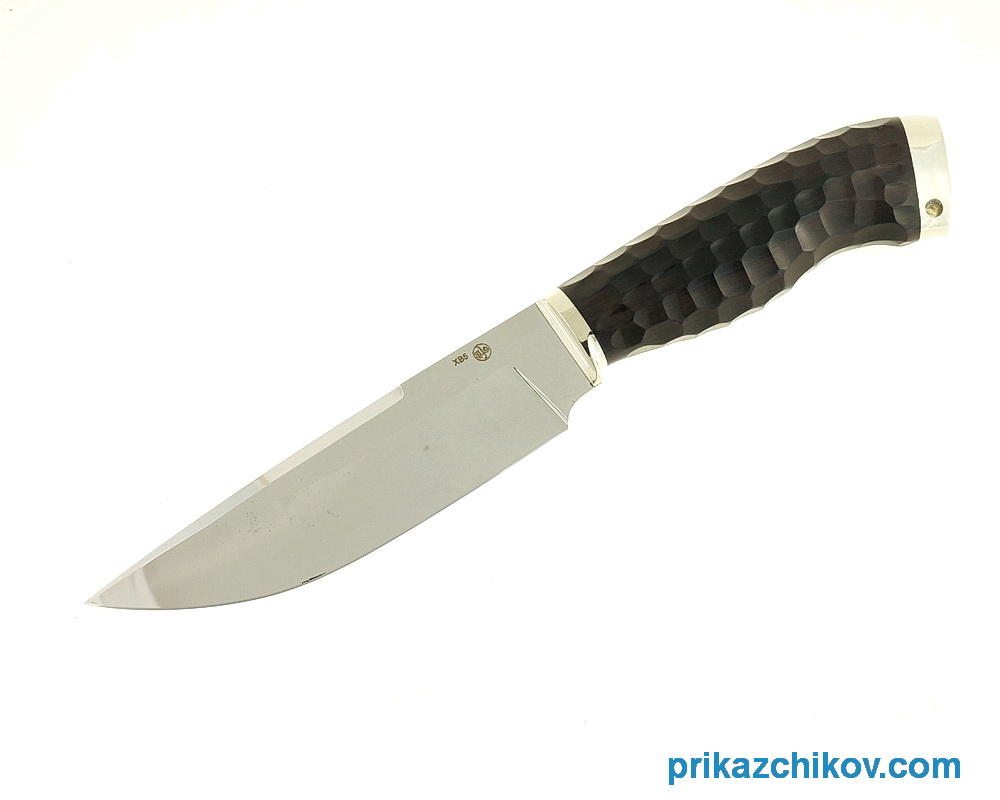 Нож Охотничий из кованой стали ХВ5 (рукоять граб, литье мельхиор) N32