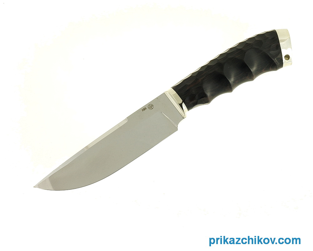 Нож Охотничий из кованой стали ХВ5 (рукоять граб, литье мельхиор) N34