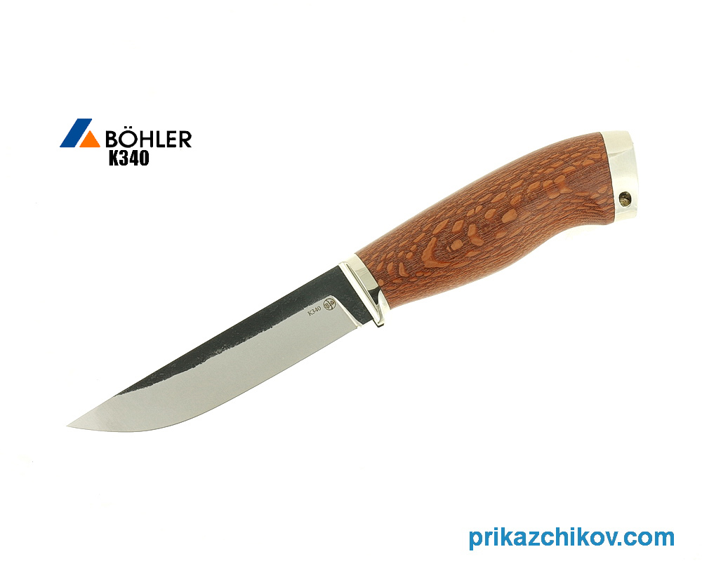 Нож Практичный из кованой стали Bohler K340 (рукоять лайсвуд, литье мельхиор) N12