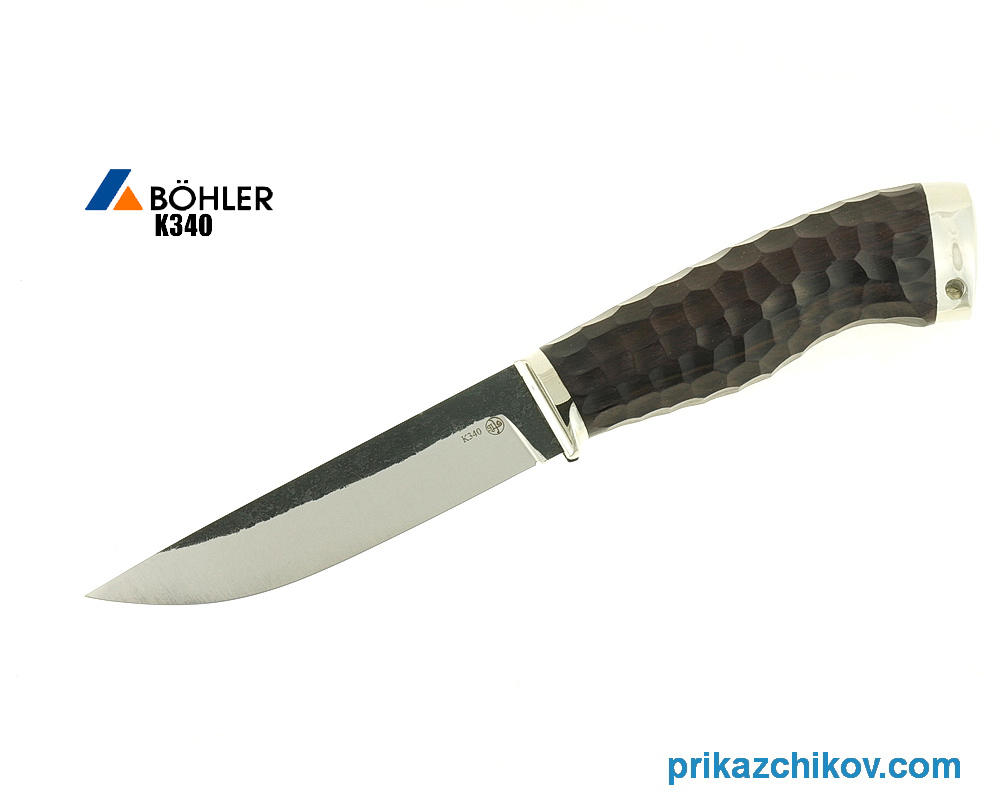 Нож Практичный из кованой стали Bohler K340 (рукоять граб, литье мельхиор) N13
