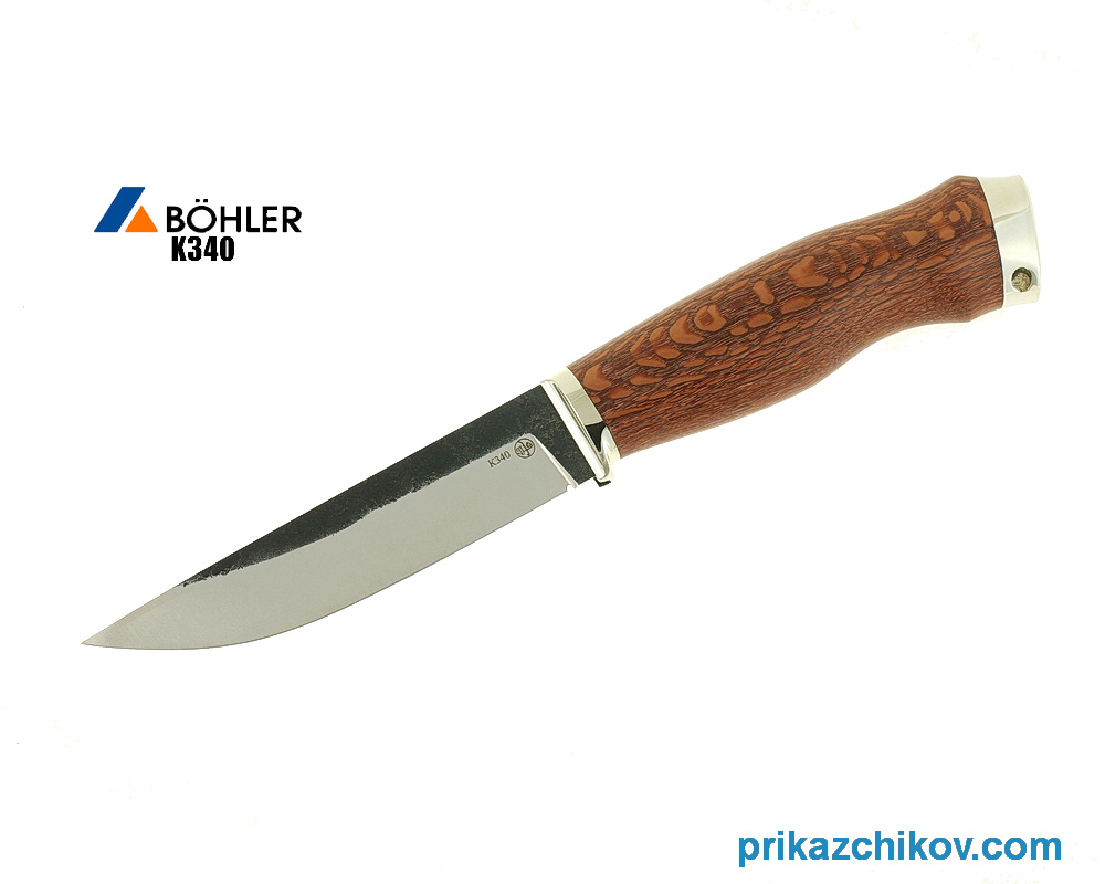 Нож Практичный из кованой стали Bohler K340 (рукоять лайсвуд, литье мельхиор) N14