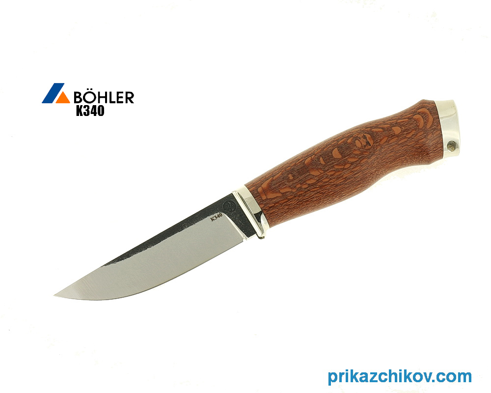Нож Практичный из кованой стали Bohler K340 (рукоять лайсвуд, литье мельхиор) N15