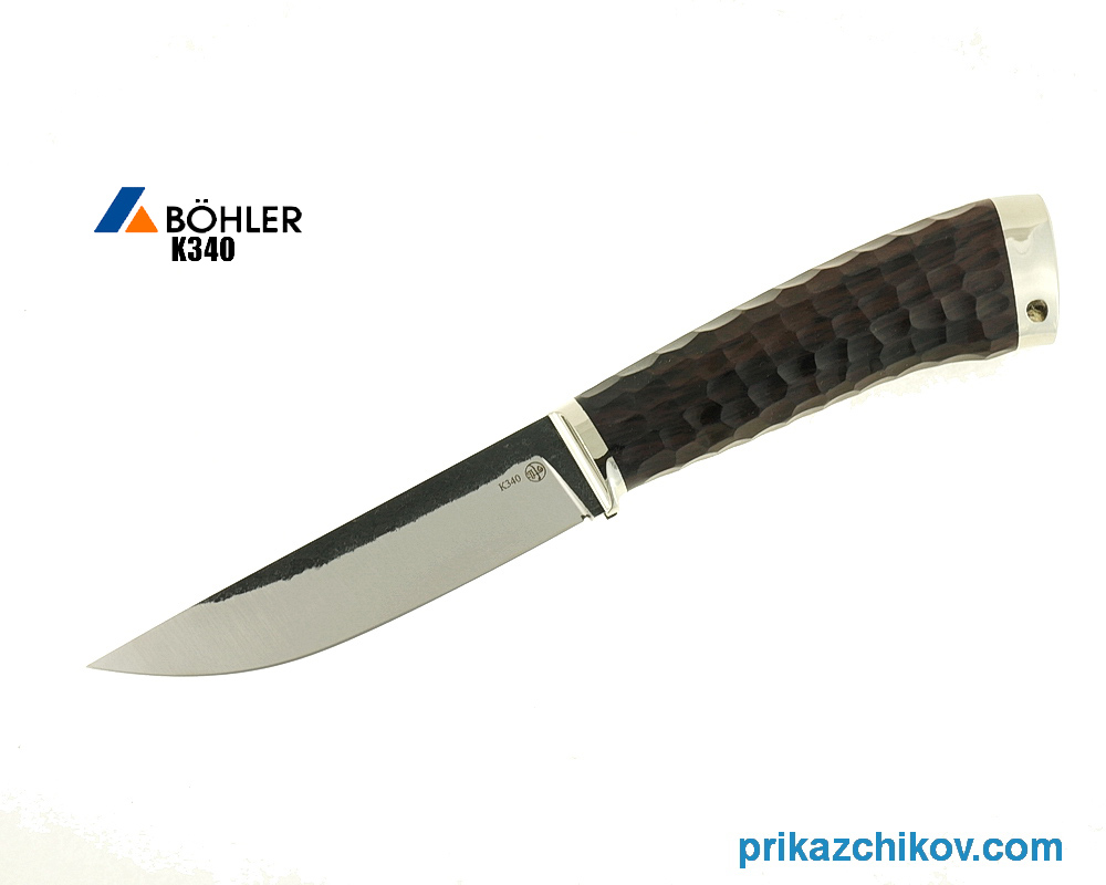 Нож Рабочий из кованой стали Bohler K340 (рукоять граб, литье мельхиор) N16