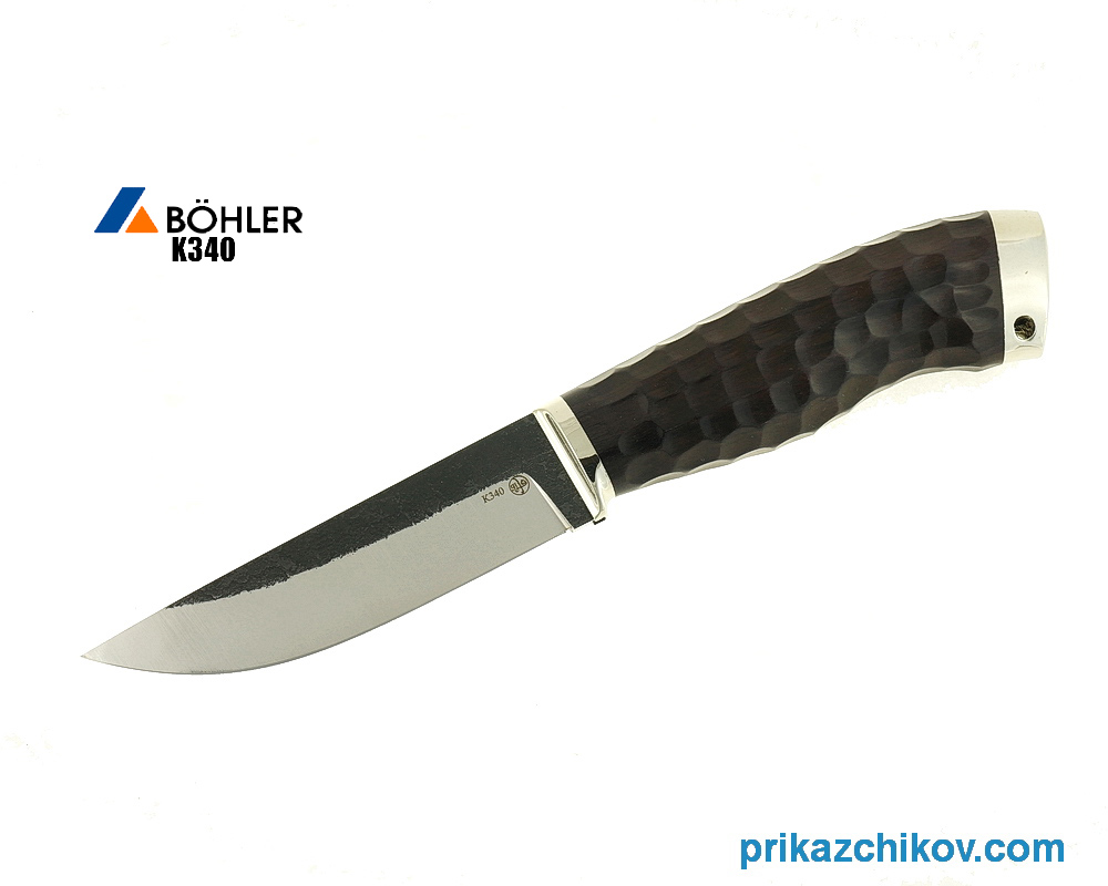 Нож Рабочий из кованой стали Bohler K340 (рукоять граб, литье мельхиор) N17