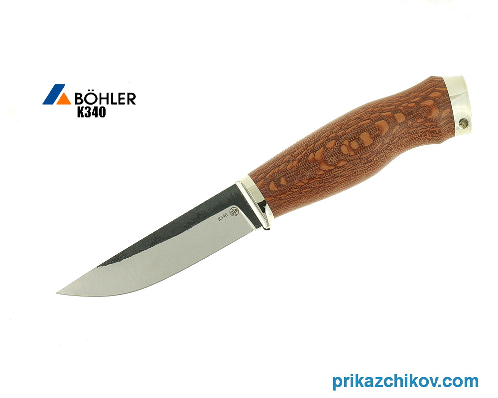Нож Практичный из кованой стали Bohler K340 (рукоять лайсвуд, литье мельхиор) N2