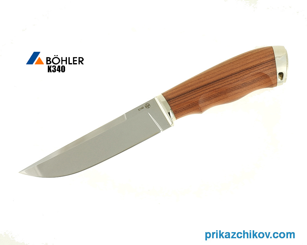 Нож Рабочий из кованой стали Bohler K340 (рукоять палисандр-сантос, литье мельхиор) N28