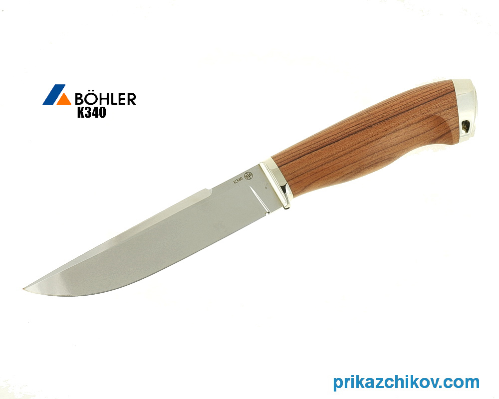 Нож Охотничий из кованой стали Bohler K340 (рукоять палисандр-сантос, литье мельхиор) N30