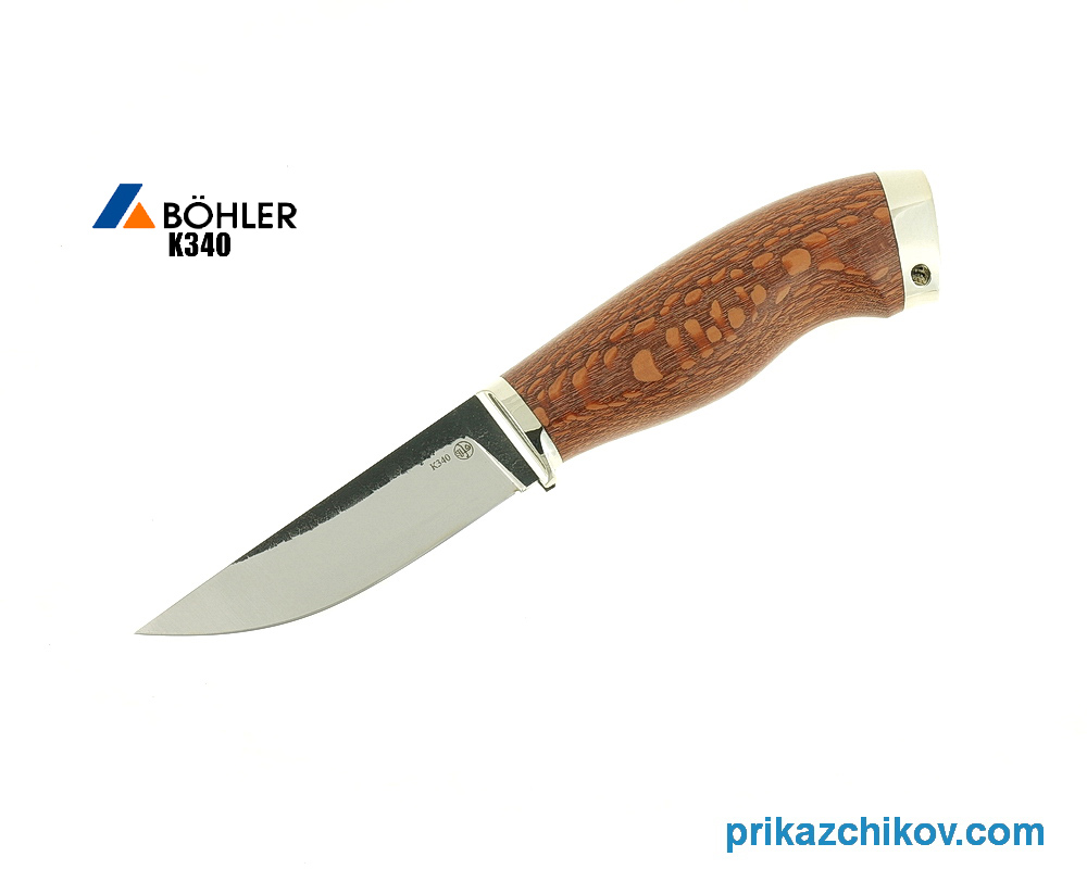 Нож Разделочный из кованой стали Bohler K340 (рукоять лайсвуд, литье мельхиор) N7