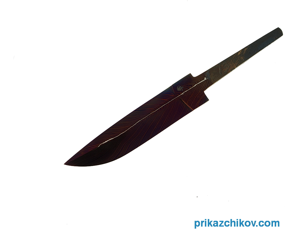 Клинок для ножа из мозаичного дамаска Перо N13