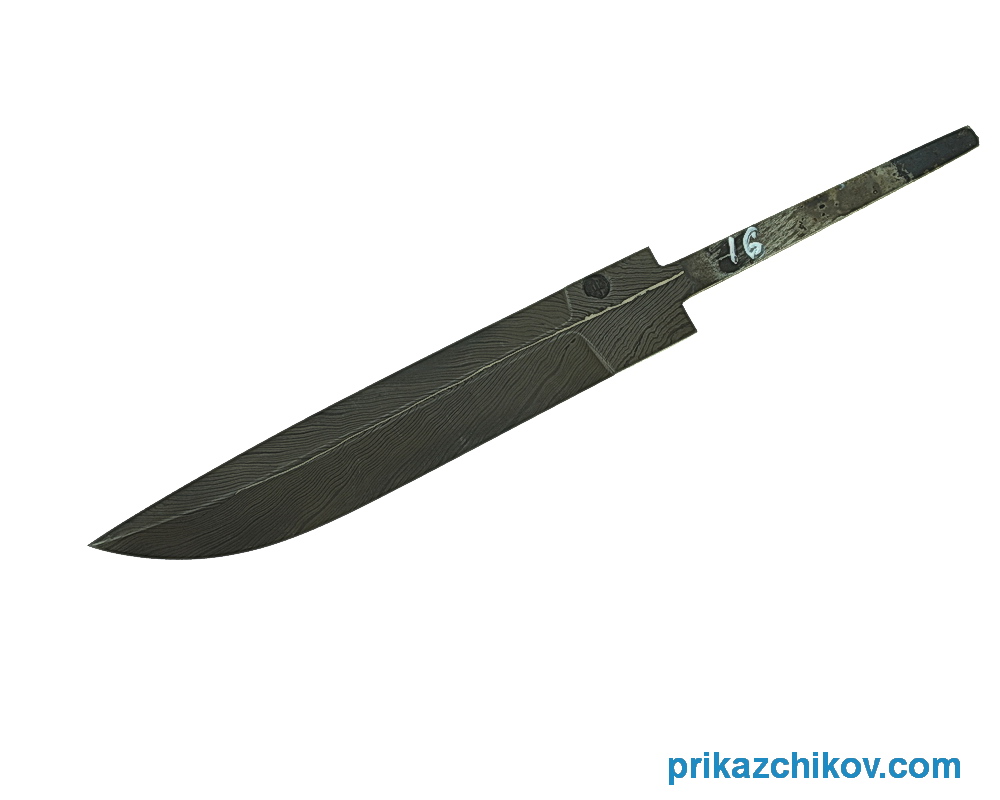 Клинок для ножа из мозаичного дамаска Перо N16
