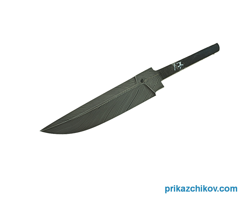 Клинок для ножа из мозаичного дамаска Перо N17